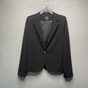 Xoxo Womens Black Blazer Jacket Size L Single Button Polyester Blend